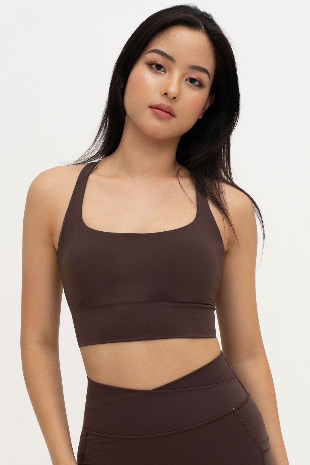 Ripple Long Line Sports Bra (Espresso)