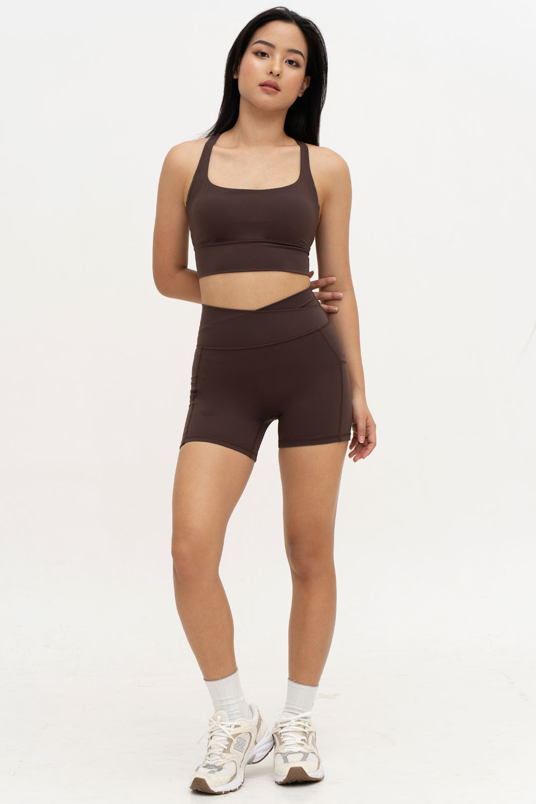 Ripple Long Line Sports Bra (Espresso)