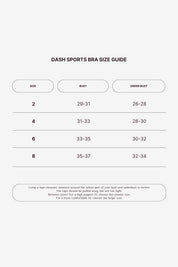 Dash Sports Bra size chart